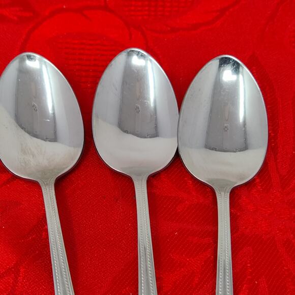 5X Tsp Oneida Oneidacraft Stainless Needlepoint Beaded Artistry Teaspoon - Picture 4 of 12